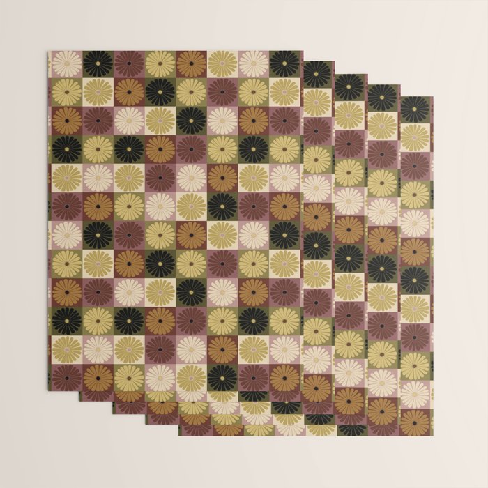 Retro Flowers Check Pattern III Wrapping Paper Gallery Image 3