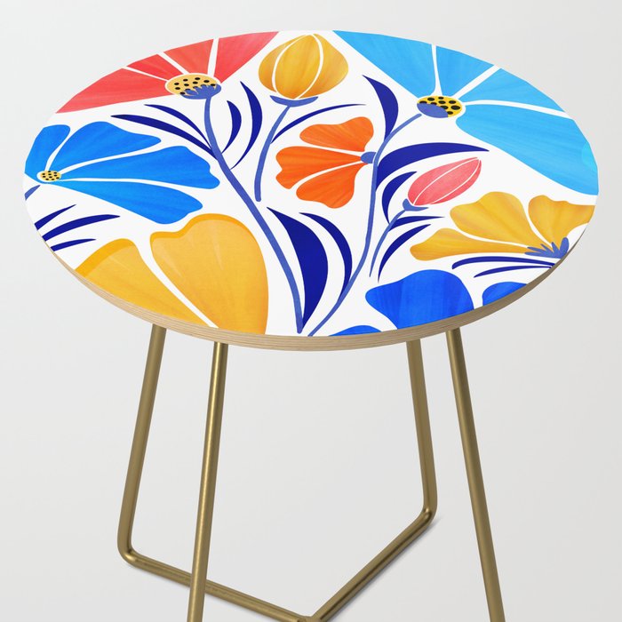 Modern Garden Party Floral Illustration Side Table Gallery Image 2