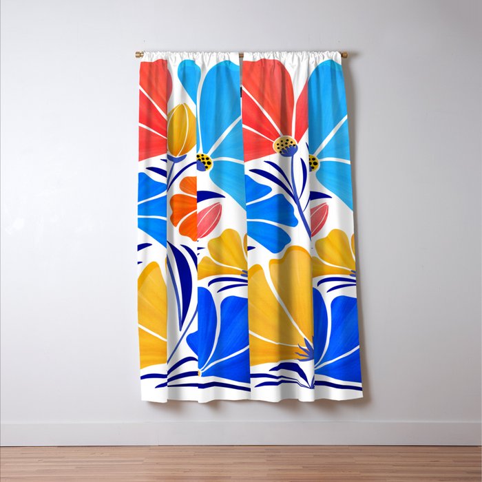 Modern Garden Party Floral Illustration Window Curtain Gallery Image 3