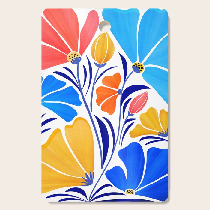 Modern Garden Party Floral Illustration Cutting Board Gallery Image 1