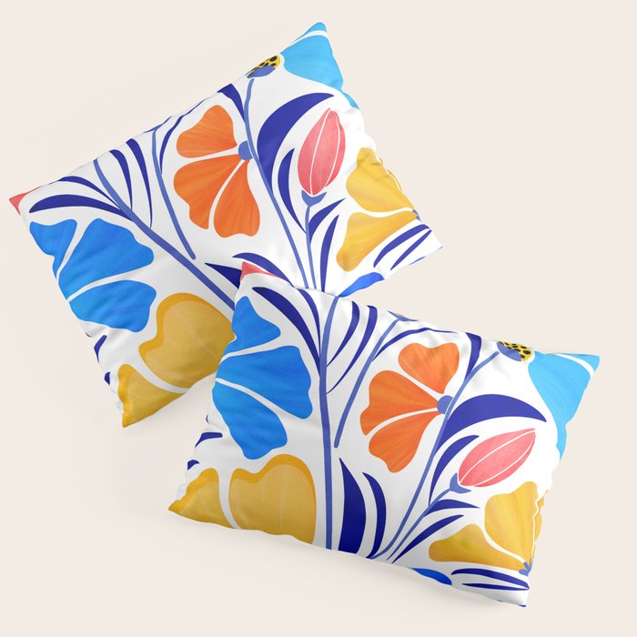 Modern Garden Party Floral Illustration Pillow Sham Gallery Image 3