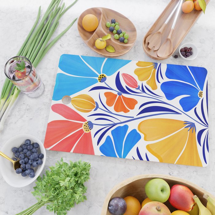 Modern Garden Party Floral Illustration Cutting Board Gallery Image 2