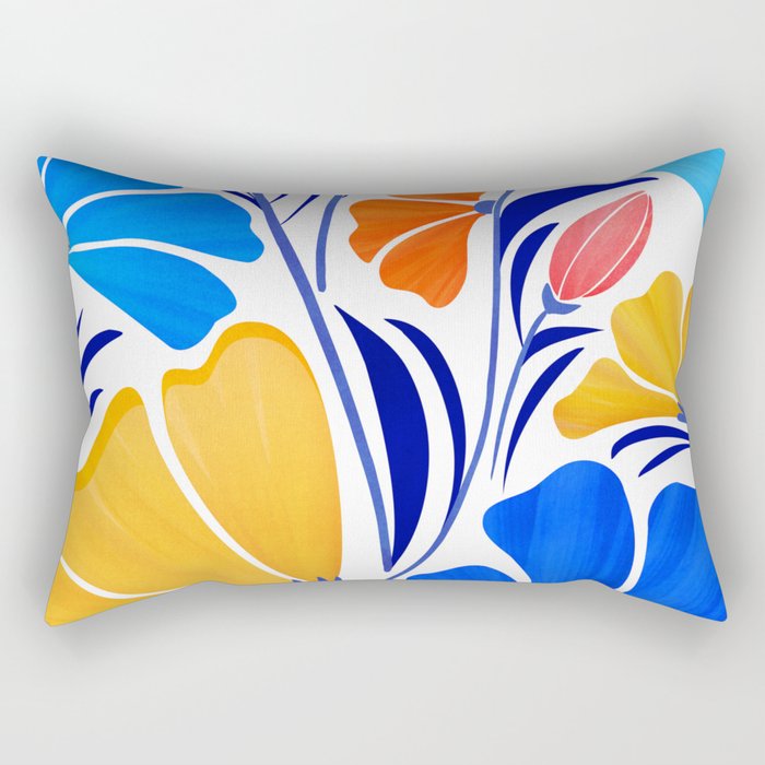 Modern Garden Party Floral Illustration Rectangular Pillow Gallery Image 2