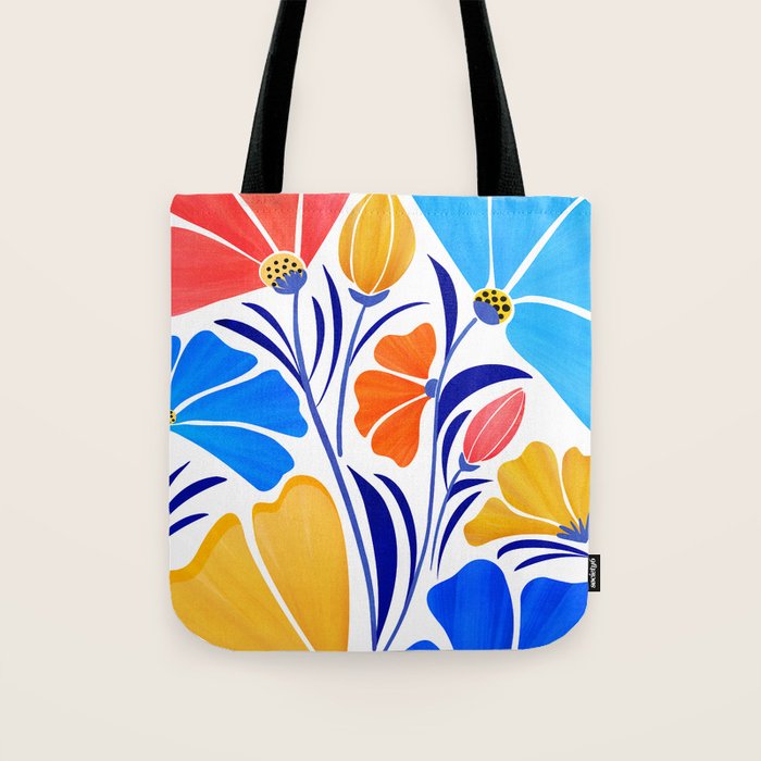 Modern Garden Party Floral Illustration Tote Bag Gallery Image 1