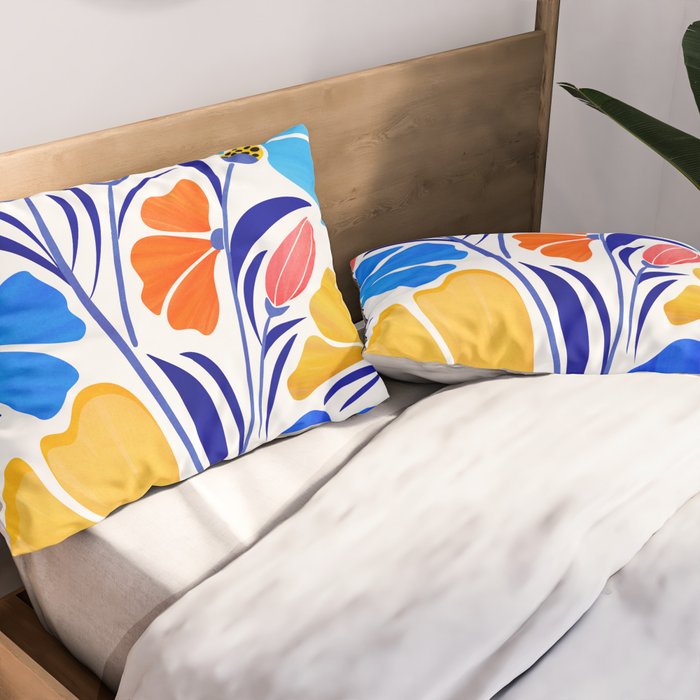 Modern Garden Party Floral Illustration Pillow Sham Gallery Image 2