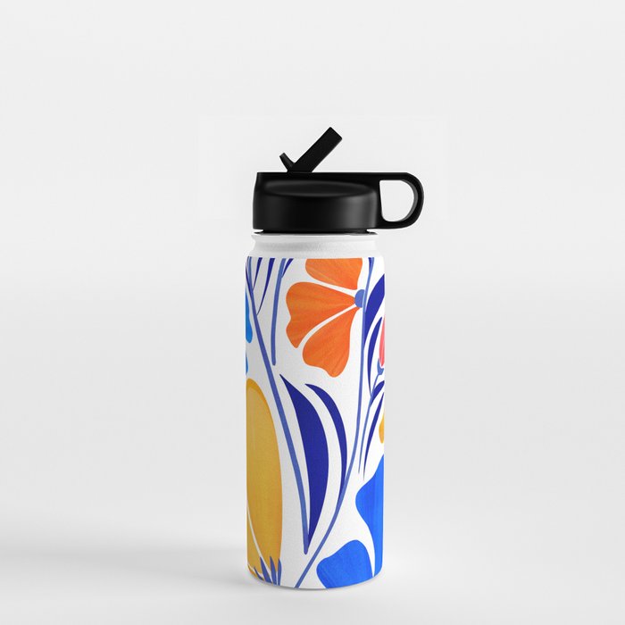 Modern Garden Party Floral Illustration Water Bottle Gallery Image 1