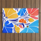 Modern Garden Party Floral Illustration Outdoor Rug Gallery Image 1