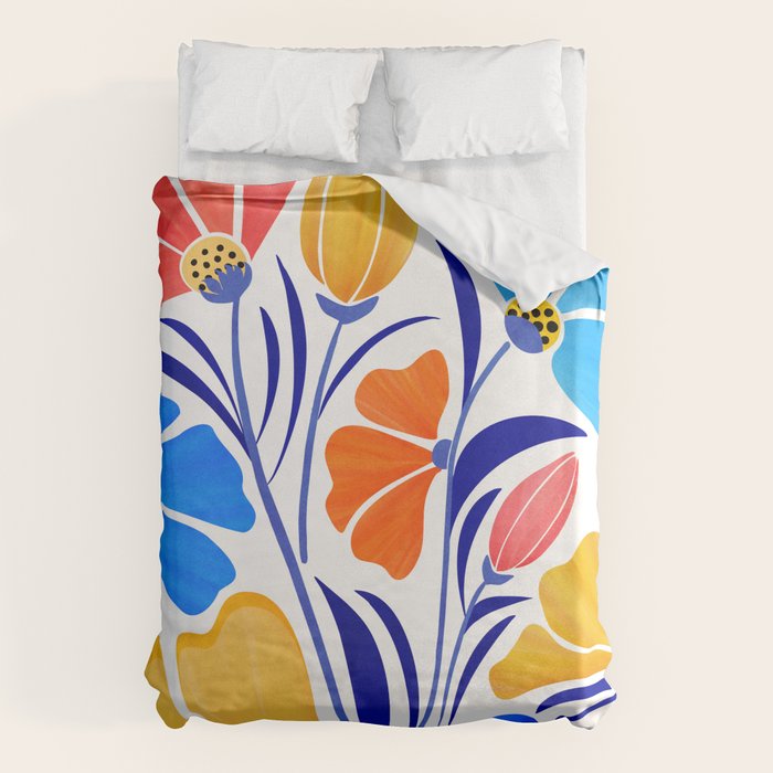 Modern Garden Party Floral Illustration Duvet Cover Gallery Image 6