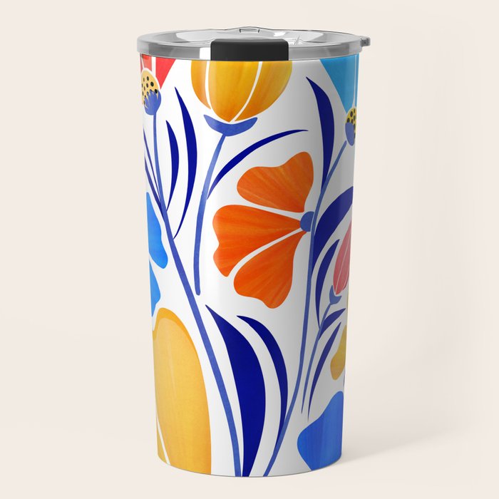 Modern Garden Party Floral Illustration Travel Mug Gallery Image 1
