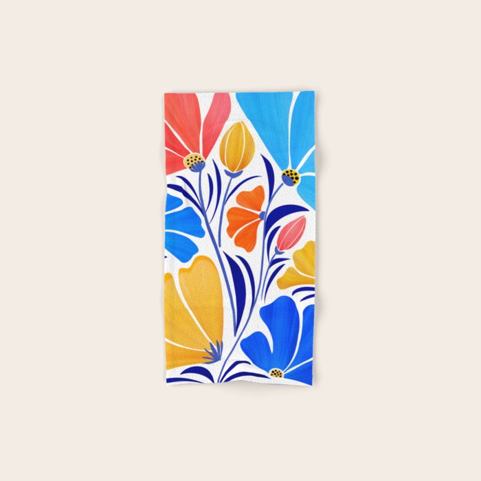 Modern Garden Party Floral Illustration Bath Towel Gallery Image 1