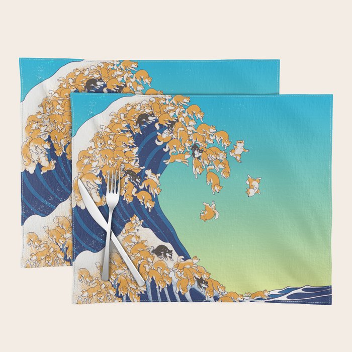 Shiba Inu in Great Wave Placemat Gallery Image 1