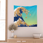 Shiba Inu in Great Wave Wall Tapestry Gallery Image 2