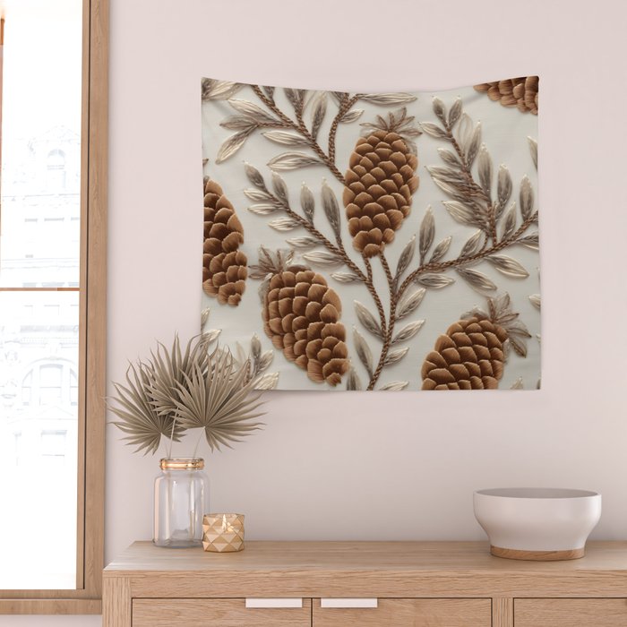 Holiday Decorative Pinecone Wall Tapestry Gallery Image 2