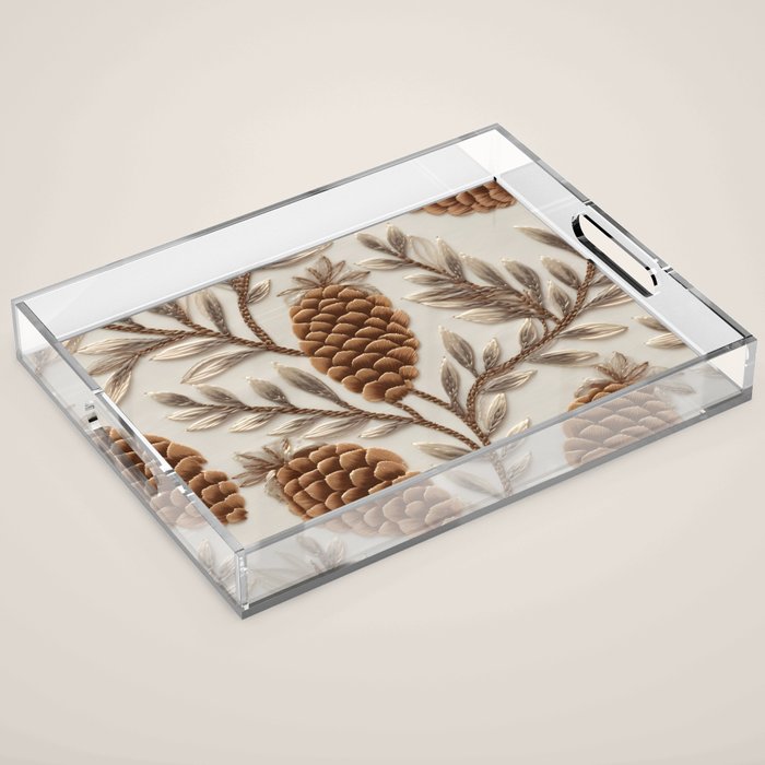 Holiday Decorative Pinecone Acrylic Tray Gallery Image 1
