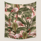 Elegance of Flamingos Wall Tapestry Gallery Image 4
