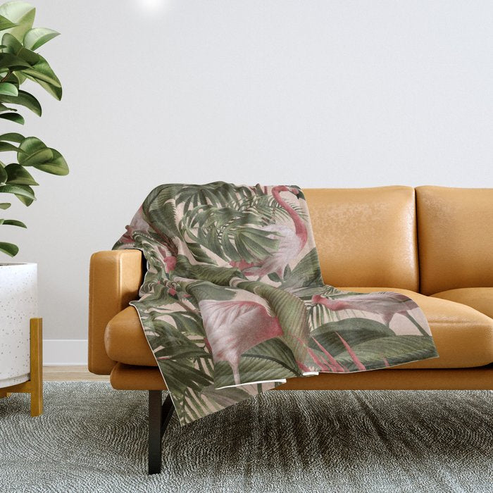 Elegance of Flamingos Throw Blanket Gallery Image 1
