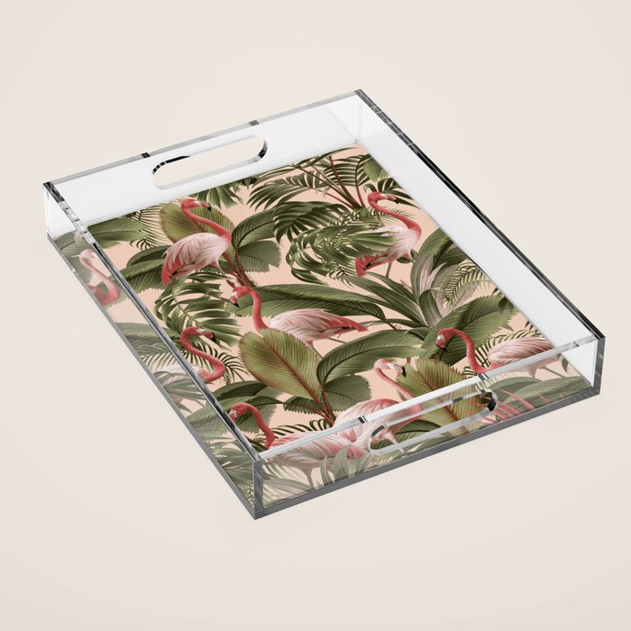 Elegance of Flamingos Acrylic Tray Gallery Image 1