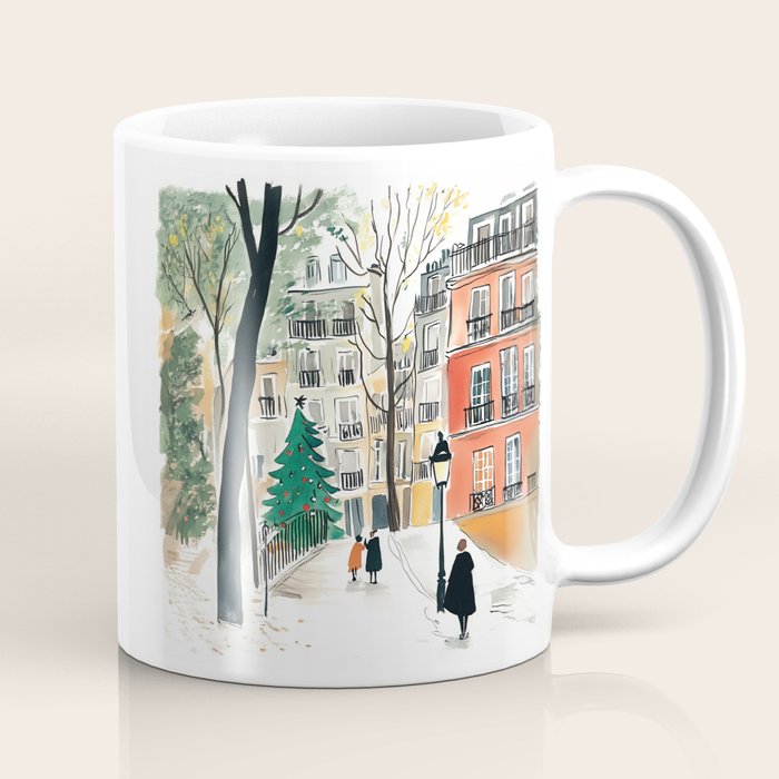 Parisian Christmas Street Scene Coffee Mug Gallery Image 1