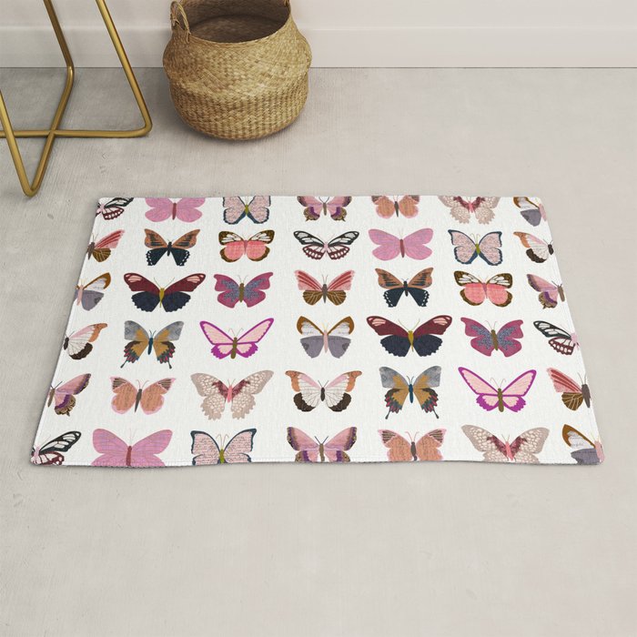 Pink Butterflies Rug Gallery Image 1