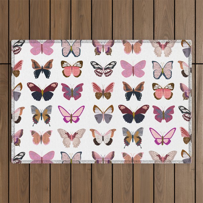 Pink Butterflies Outdoor Rug Gallery Image 1