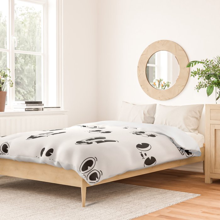 Vintage cartoon mascot face doodle pattern Duvet Cover Gallery Image 2