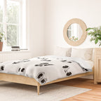Vintage cartoon mascot face doodle pattern Duvet Cover Gallery Image 2