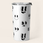 Vintage cartoon mascot face doodle pattern Travel Mug Gallery Image 2