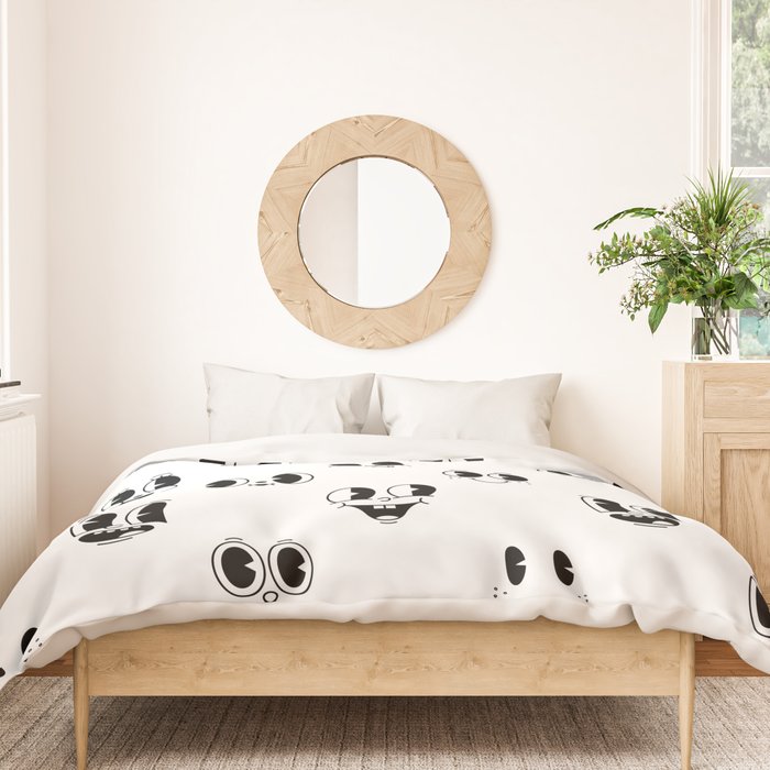 Vintage cartoon mascot face doodle pattern Duvet Cover Gallery Image 3
