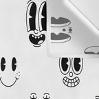 Vintage cartoon mascot face doodle pattern Wall Tapestry Gallery Image 3