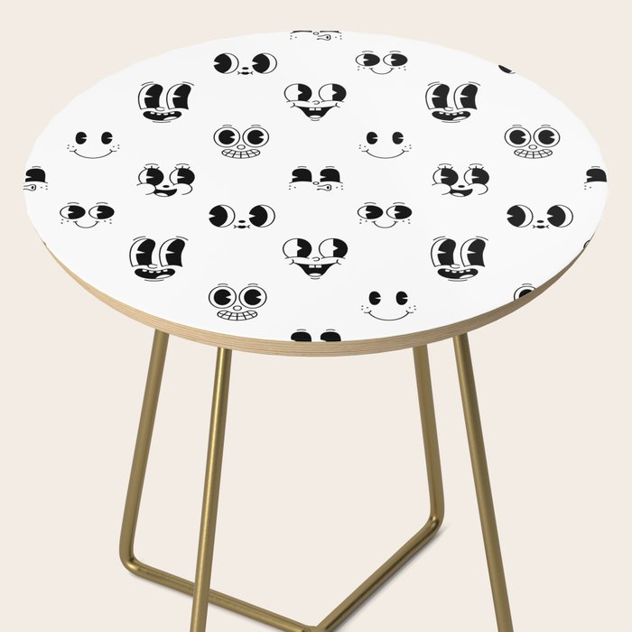 Vintage cartoon mascot face doodle pattern Side Table Gallery Image 2