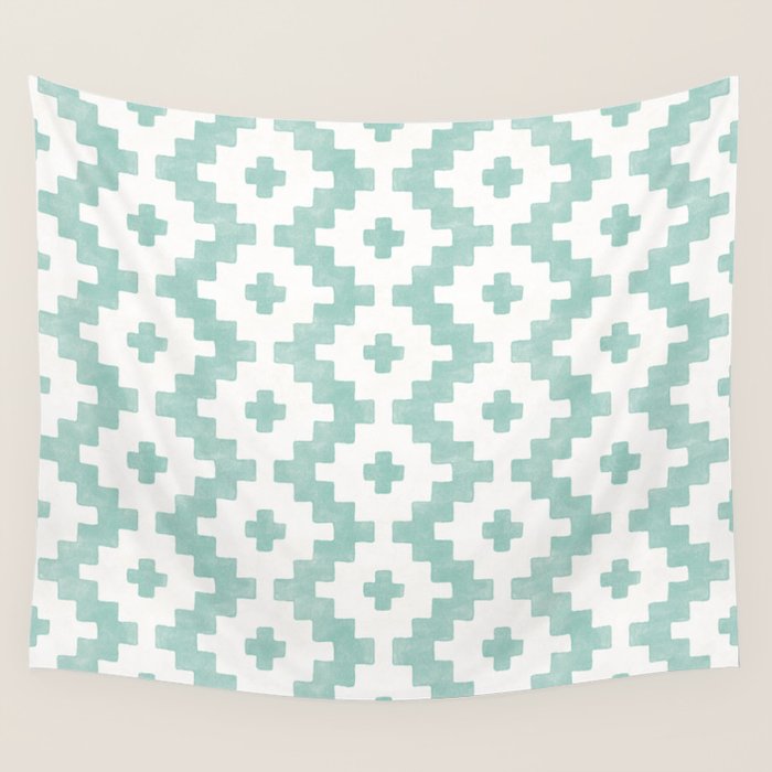 Taos - Turquoise  Wall Tapestry Gallery Image 1