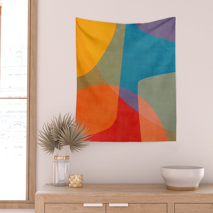 Colorful Modern Abstract Art III Wall Tapestry Gallery Image 2