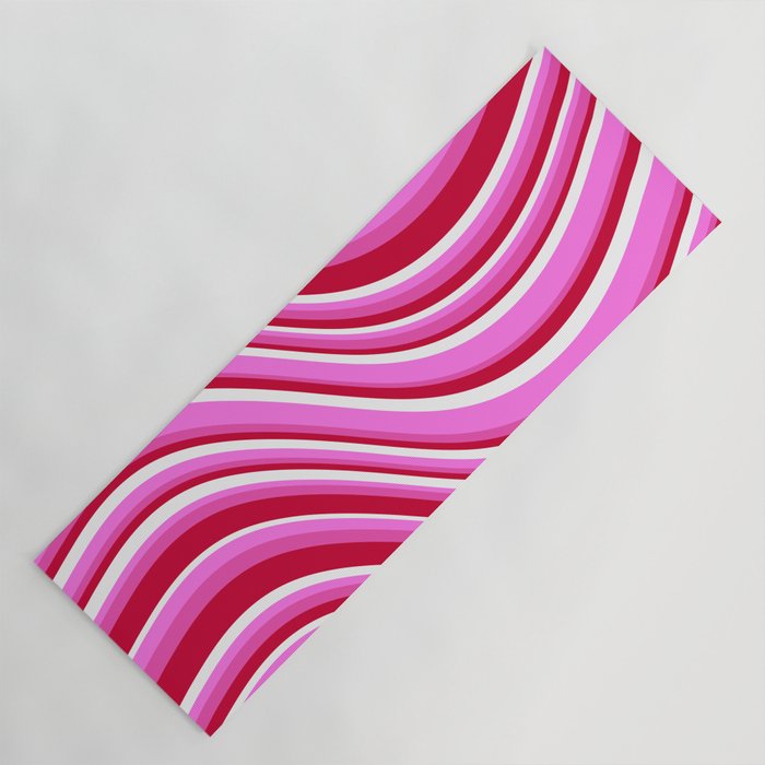 Wavy Stripes XVII - Y2K Pink and Red Yoga Mat Gallery Image 1