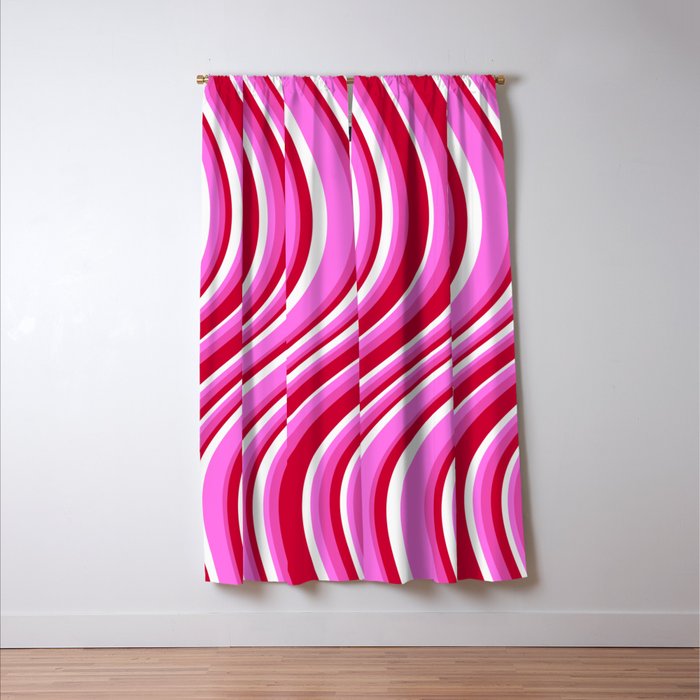 Wavy Stripes XVII - Y2K Pink and Red Window Curtain Gallery Image 3