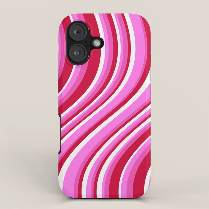Wavy Stripes XVII - Y2K Pink and Red iPhone Case Gallery Image 1
