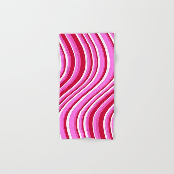 Wavy Stripes XVII - Y2K Pink and Red Bath Towel Gallery Image 1