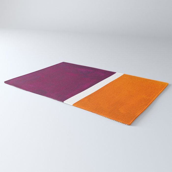 Purple Wine Yellow OchreMid Century Modern Abstract Minimalist Rothko Color Field Squares Rug Gallery Image 3