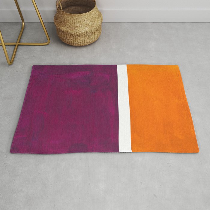 Purple Wine Yellow OchreMid Century Modern Abstract Minimalist Rothko Color Field Squares Rug Gallery Image 1
