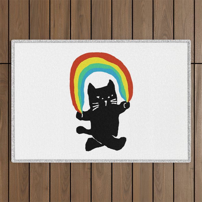 Rainbow cat Outdoor Rug Gallery Image 1