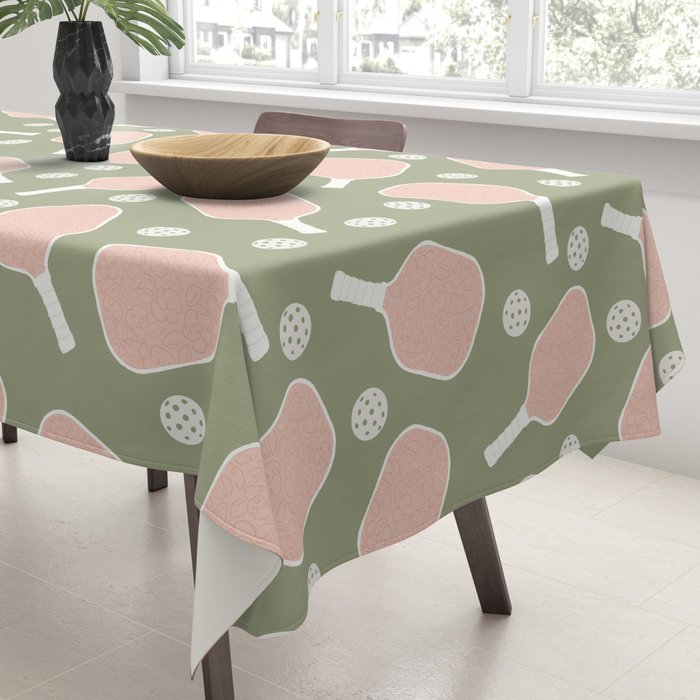 Preppy Pink Pickleball Tablecloth Gallery Image 3