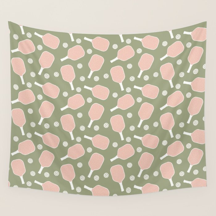 Preppy Pink Pickleball Wall Tapestry Gallery Image 4
