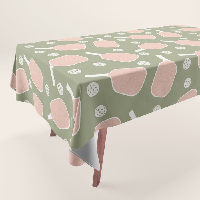 Preppy Pink Pickleball Tablecloth Gallery Image 1