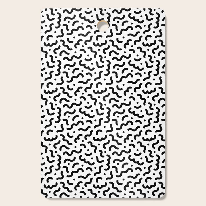 Black and white line doodle squiggle pattern Cutting Board Gallery Image 1