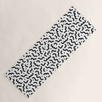 Black and white line doodle squiggle pattern Yoga Mat Gallery Image 1