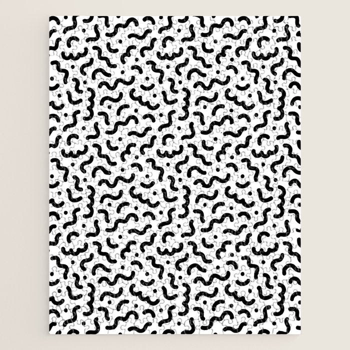 Black and white line doodle squiggle pattern Jigsaw Puzzle Gallery Image 1