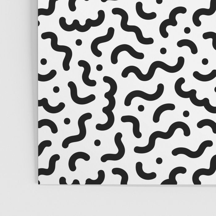 Black and white line doodle squiggle pattern Poster Gallery Image 3