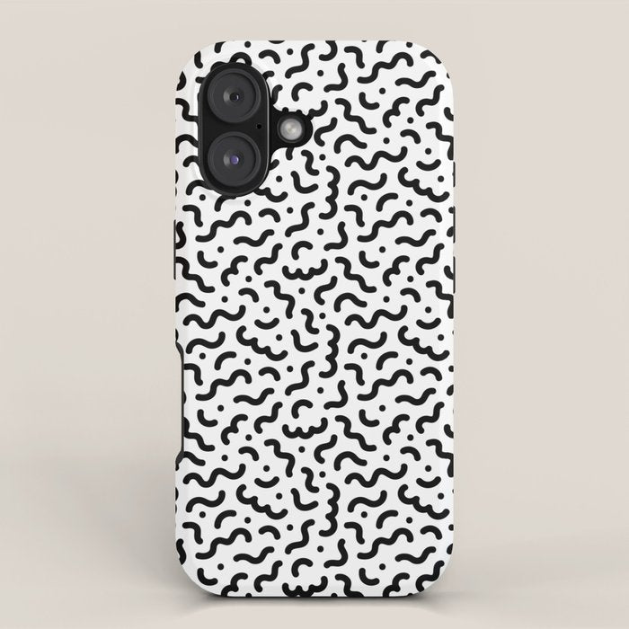 Black and white line doodle squiggle pattern iPhone Case Gallery Image 1