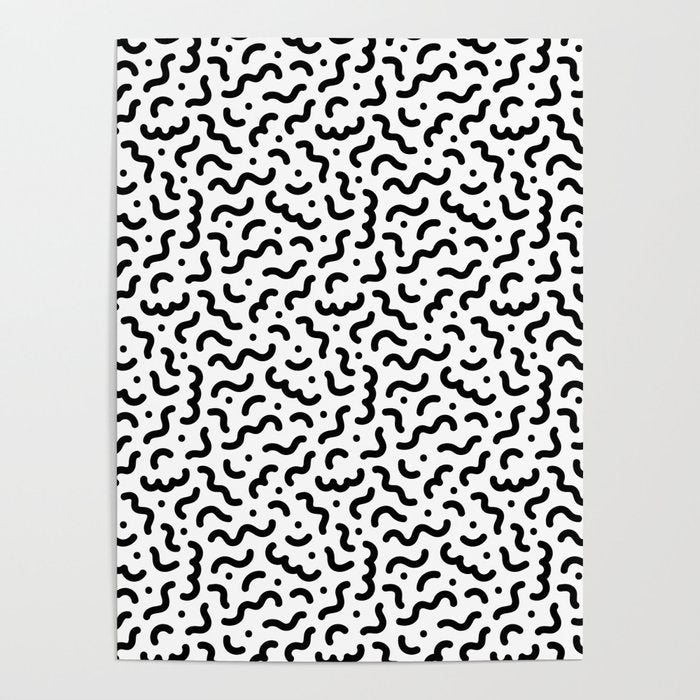Black and white line doodle squiggle pattern Poster Gallery Image 4