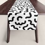 Black and white line doodle squiggle pattern Table Runner Gallery Image 1