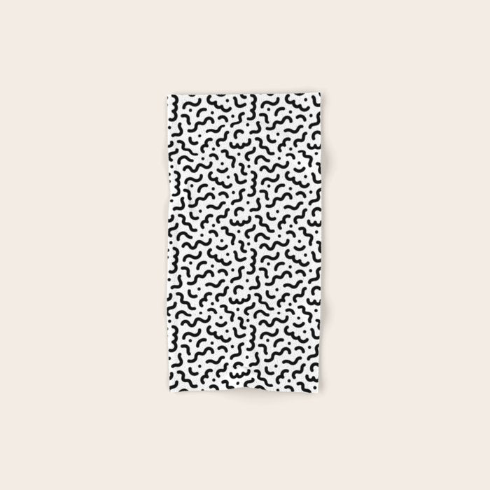 Black and white line doodle squiggle pattern Bath Towel Gallery Image 1